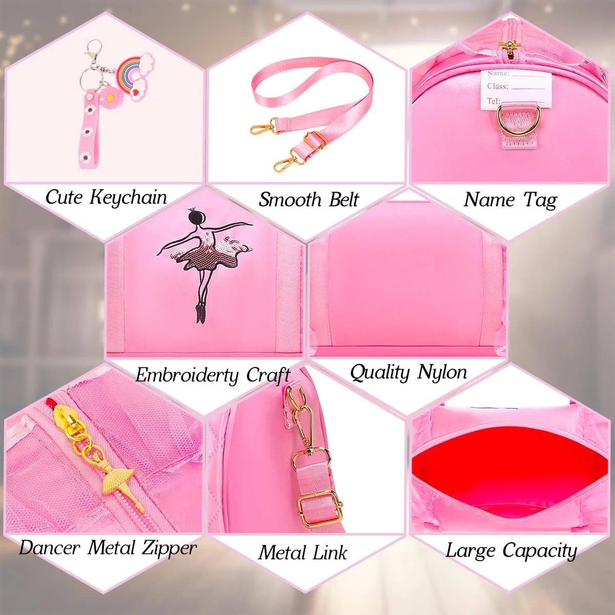 Cute Ballet Dance Bag Princess Backpack Pink Shoulder Bag Girls