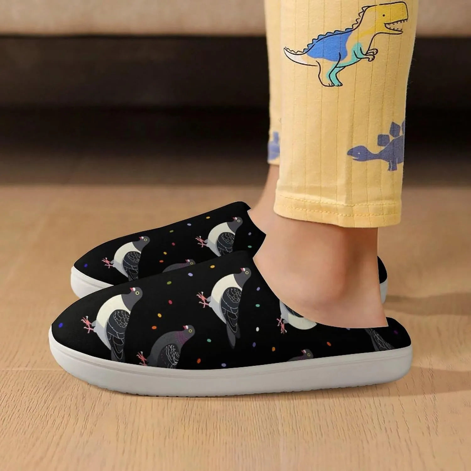 Cute Cartoon Pigeons Kids Toddler Cotton Slippers Slip-on House Shoes for Bedroom Indoor Outdoor