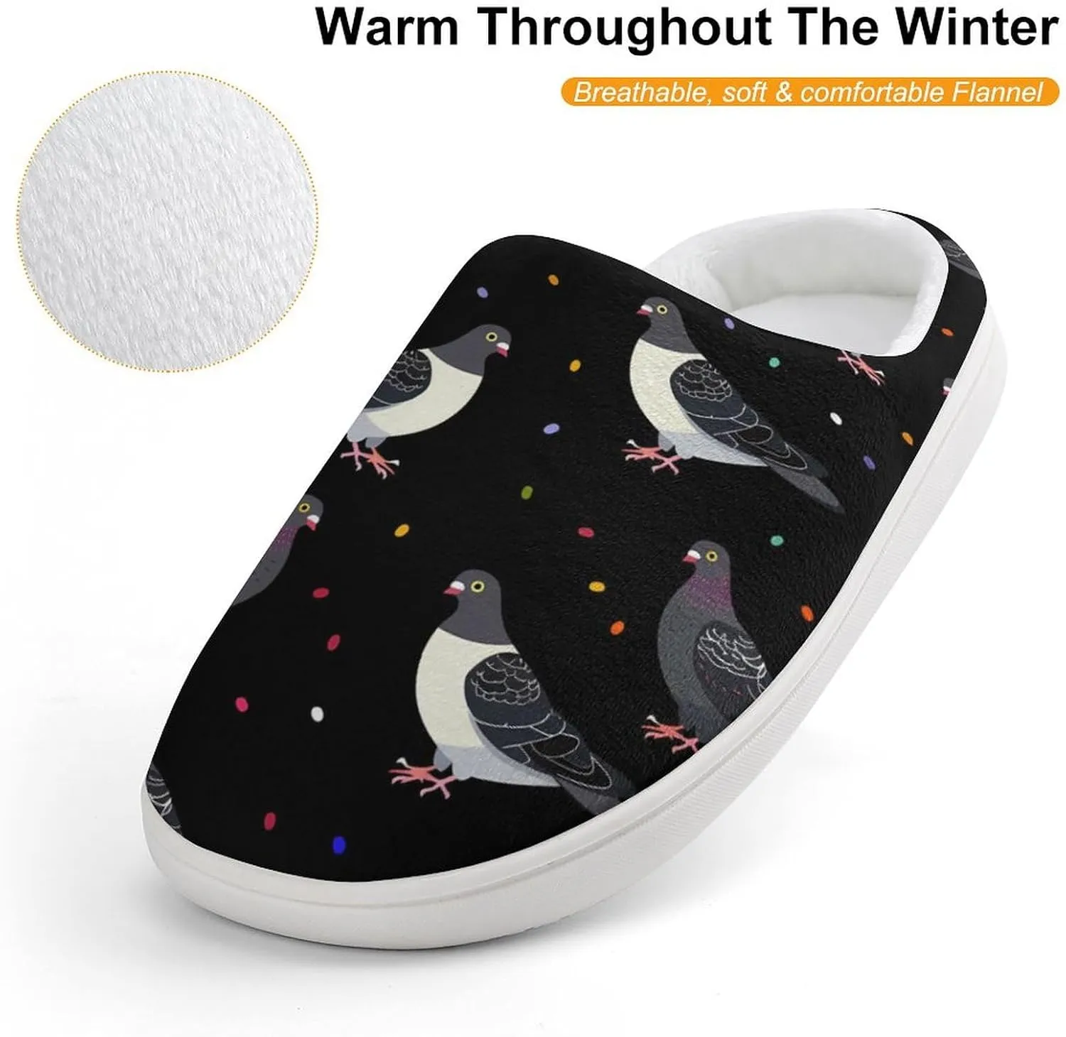 Cute Cartoon Pigeons Kids Toddler Cotton Slippers Slip-on House Shoes for Bedroom Indoor Outdoor