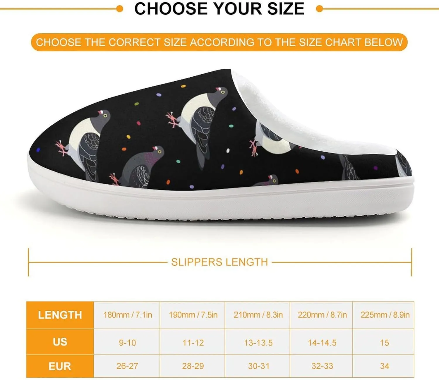 Cute Cartoon Pigeons Kids Toddler Cotton Slippers Slip-on House Shoes for Bedroom Indoor Outdoor