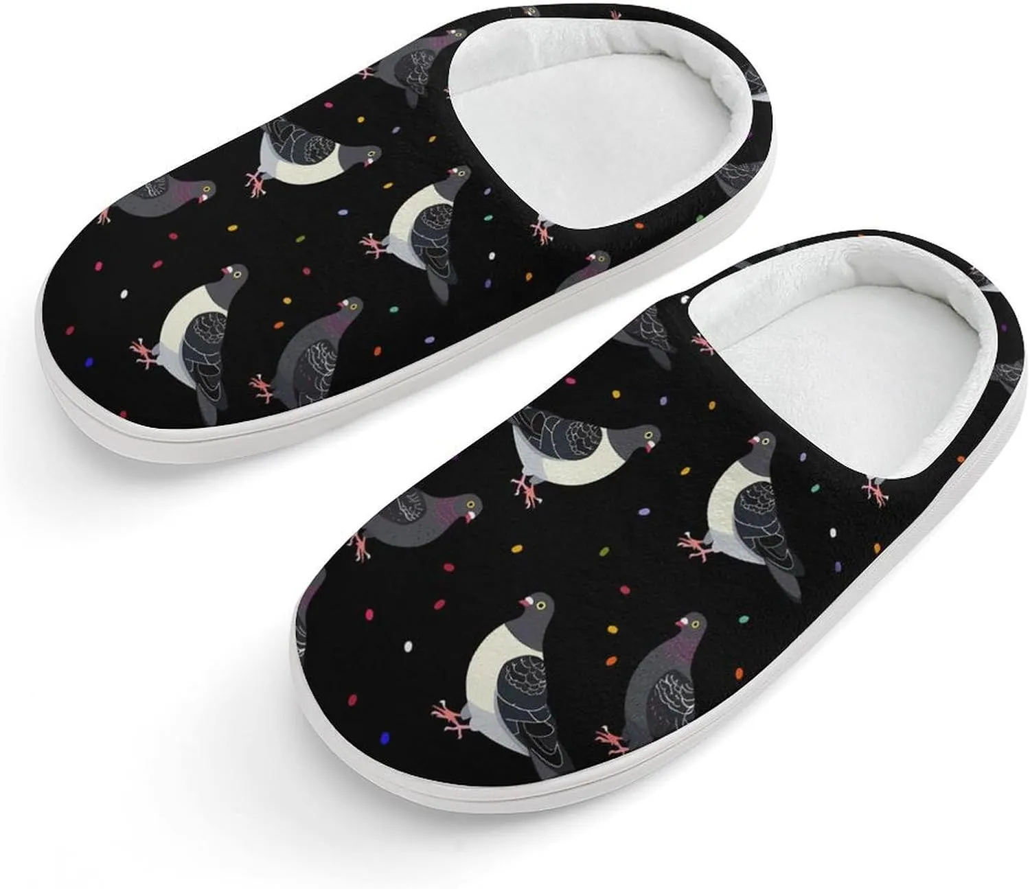 Cute Cartoon Pigeons Kids Toddler Cotton Slippers Slip-on House Shoes for Bedroom Indoor Outdoor