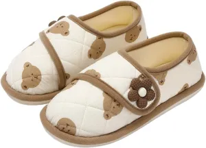 Cute Pregnancy Slippers for Hospital Delivery and Women Labor – Non-Slip, Easy Slip-on, Adjustable Strap, Warm Cozy Comfortable Bare Foot Shoes with Bears, Strawberry, Bow & Flowers Decors