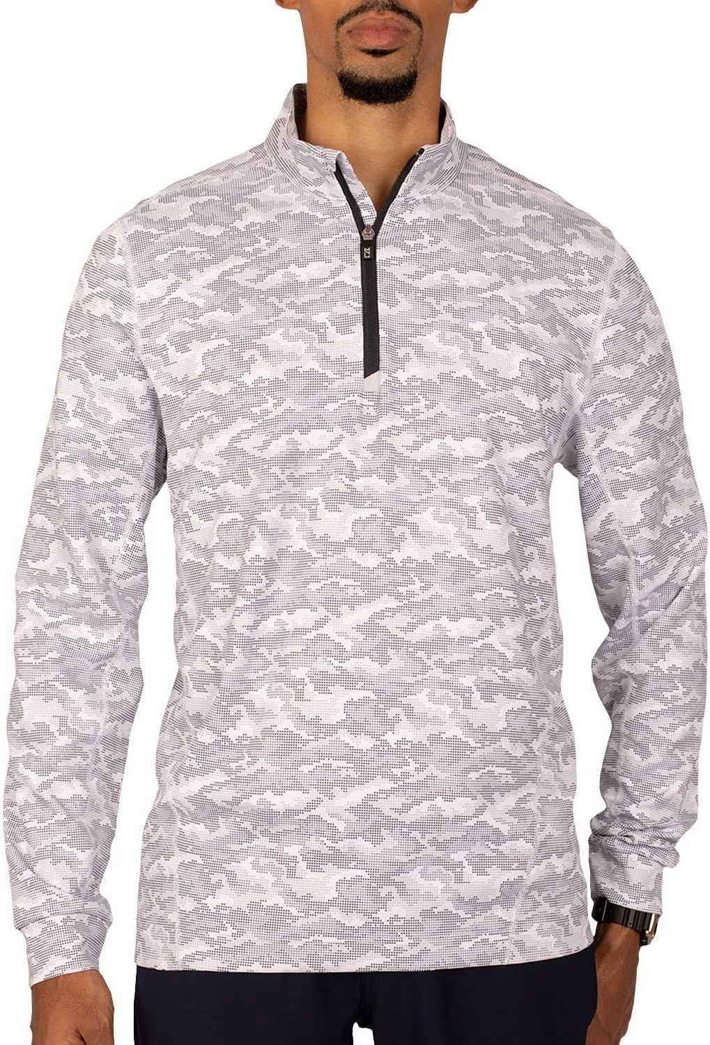 Cutter & Buck Traverse Camo Print Stretch Quarter Zip Mens Pullover