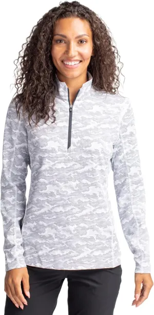 Cutter & Buck Traverse Camo Print Stretch Quarter Zip Womens Pullover