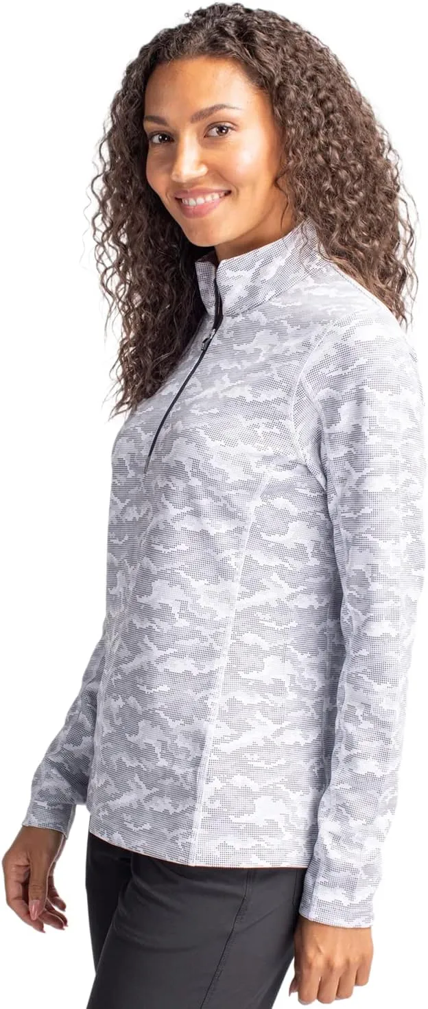 Cutter & Buck Traverse Camo Print Stretch Quarter Zip Womens Pullover