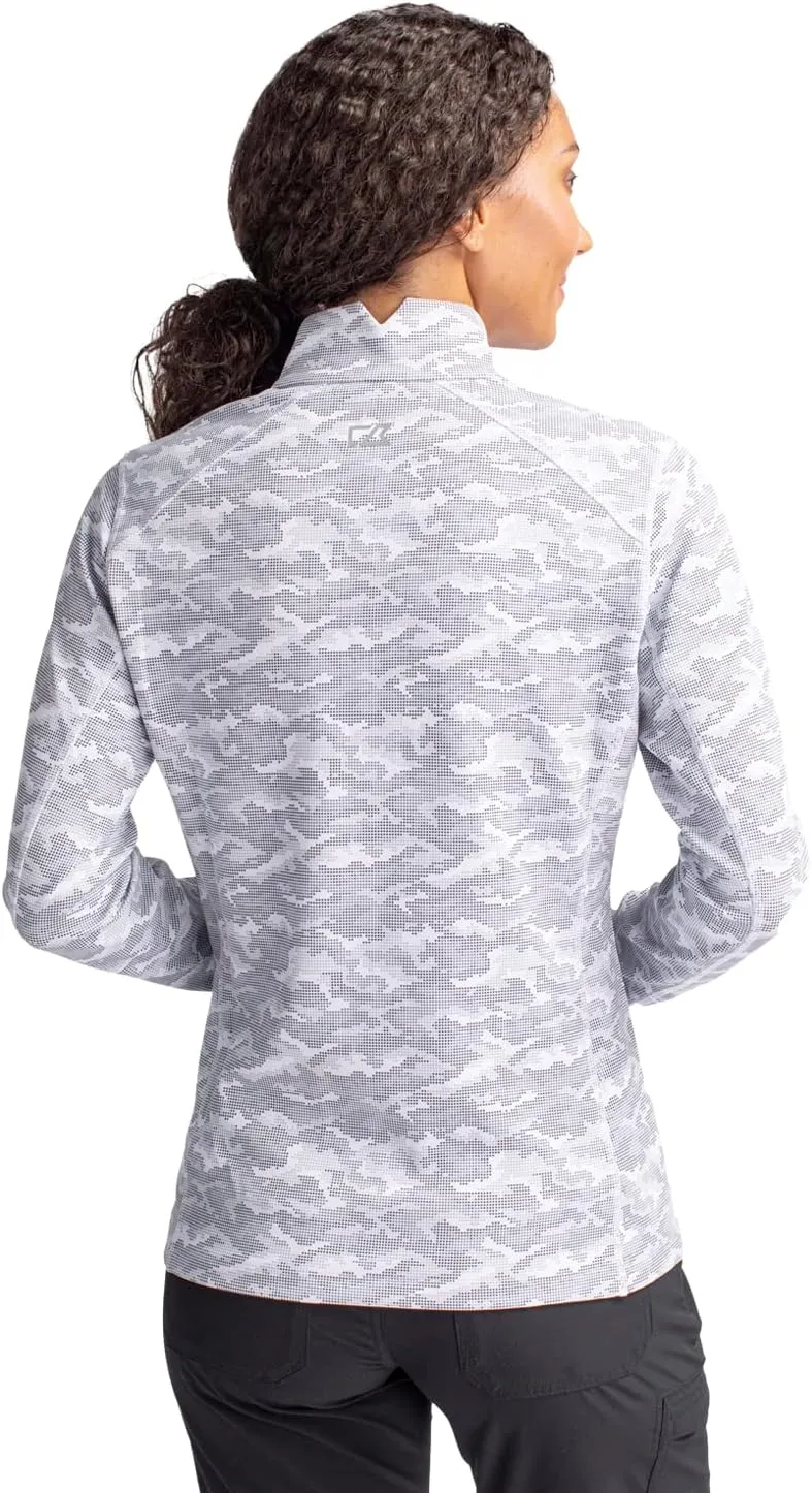 Cutter & Buck Traverse Camo Print Stretch Quarter Zip Womens Pullover