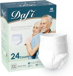 DAFI Adult Incontinence Underwear for Women & Men, XXL/24 Count Overnight Bladder Control Underwear Disposable Pull Ups, Slip-On Protection Briefs