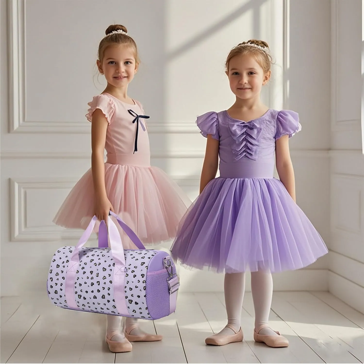 Dance Ballet Bag for Girls 4-6 Ballerina Gymnastic Bag Toddler Small Duffle Dance Bags for Little Dancers,Glitter Material,14"*8.26"*8.26"
