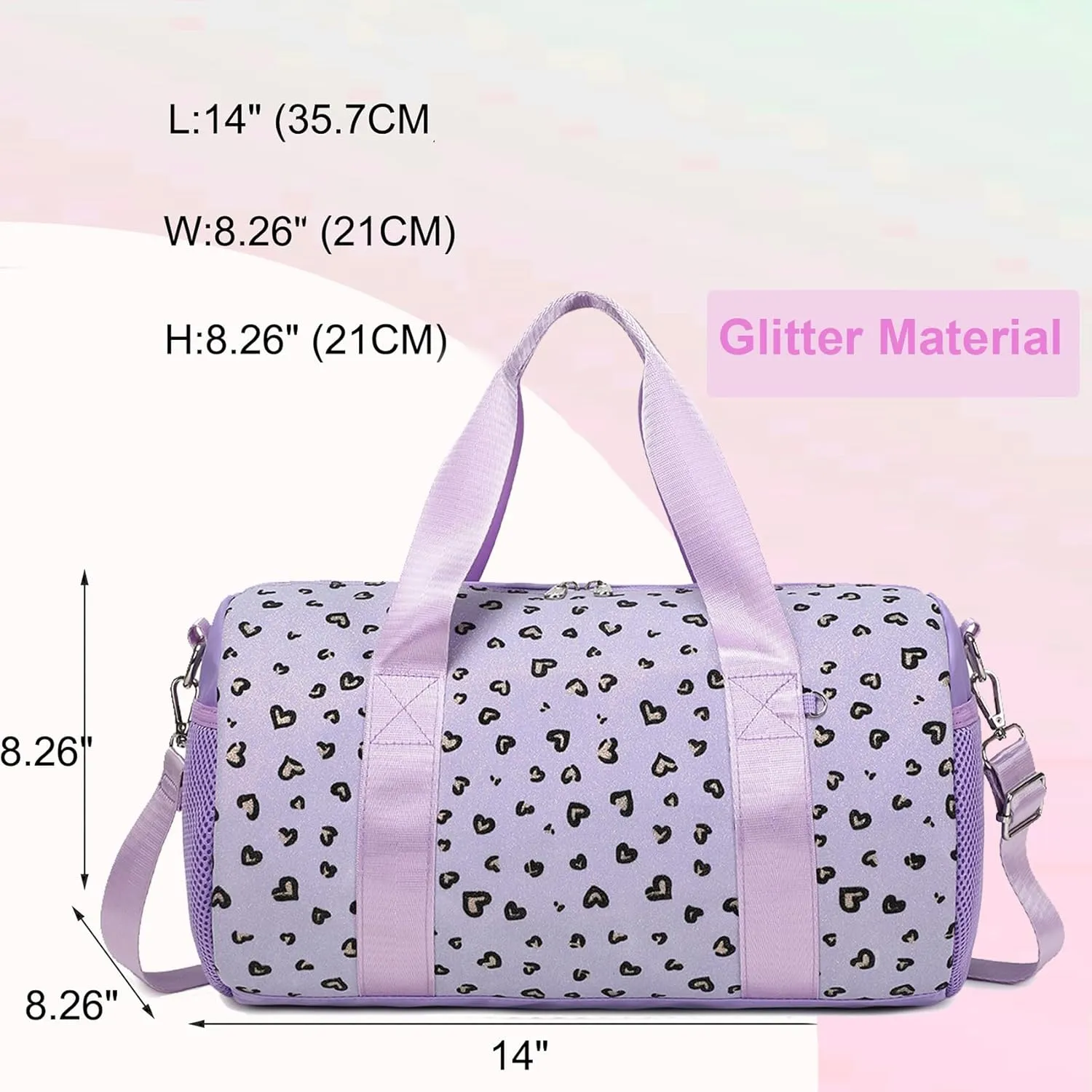Dance Ballet Bag for Girls 4-6 Ballerina Gymnastic Bag Toddler Small Duffle Dance Bags for Little Dancers,Glitter Material,14"*8.26"*8.26"
