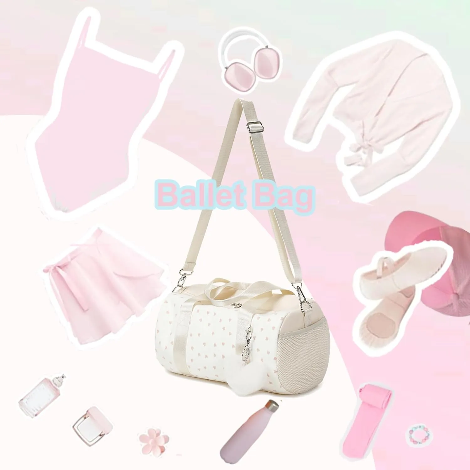 Dance Ballet Bag for Girls 4-6 Ballerina Gymnastic Bag Toddler Small Duffle Dance Bags for Little Dancers,Glitter Material,14"*8.26"*8.26"