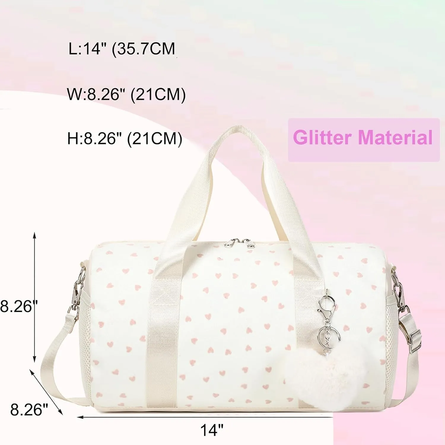 Dance Ballet Bag for Girls 4-6 Ballerina Gymnastic Bag Toddler Small Duffle Dance Bags for Little Dancers,Glitter Material,14"*8.26"*8.26"