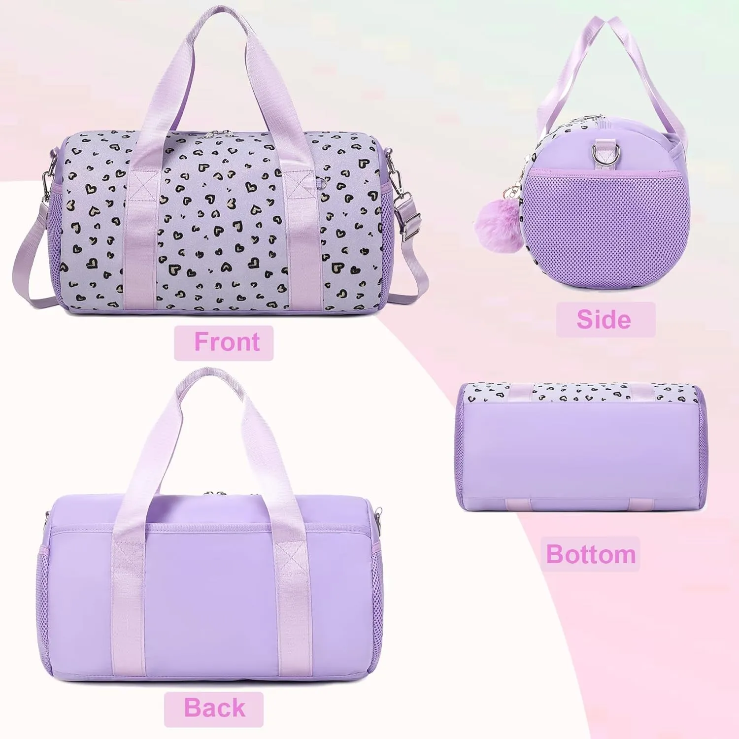 Dance Ballet Bag for Girls 4-6 Ballerina Gymnastic Bag Toddler Small Duffle Dance Bags for Little Dancers,Glitter Material,14"*8.26"*8.26"