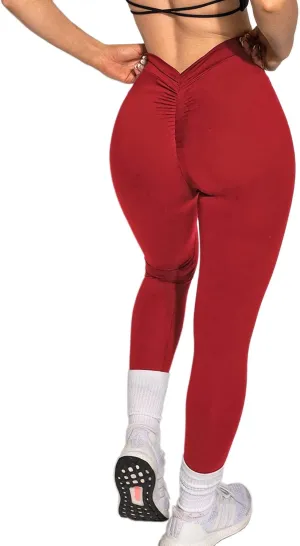 Danysu V Back Scrunch Butt Leggings for Women Soft High Waisted Booty Tights Workout Gym Yoga Pants
