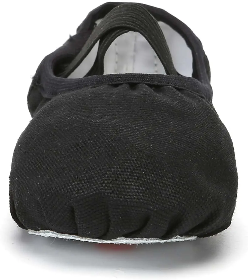 Danzcue Ballet Shoes for Women Soft Canvas/PU Leather Adult Dance Slippers, Ideal Ballet Flats for Women