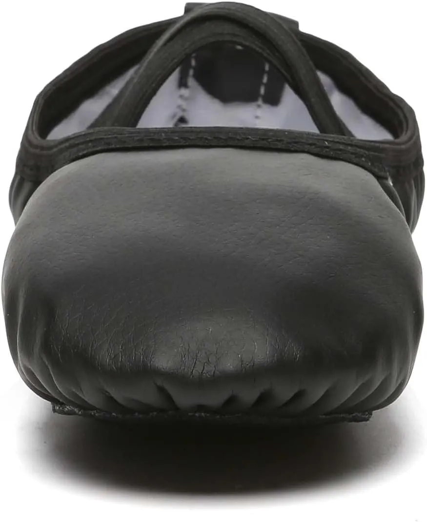 Danzcue Ballet Shoes for Women Soft Canvas/PU Leather Adult Dance Slippers, Ideal Ballet Flats for Women