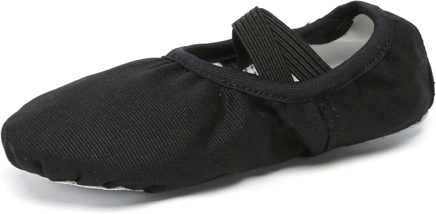 Danzcue Ballet Shoes for Women Soft Canvas/PU Leather Adult Dance Slippers, Ideal Ballet Flats for Women