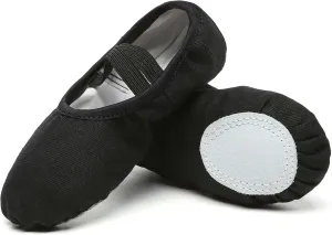 Danzcue Ballet Shoes for Women Soft Canvas/PU Leather Adult Dance Slippers, Ideal Ballet Flats for Women