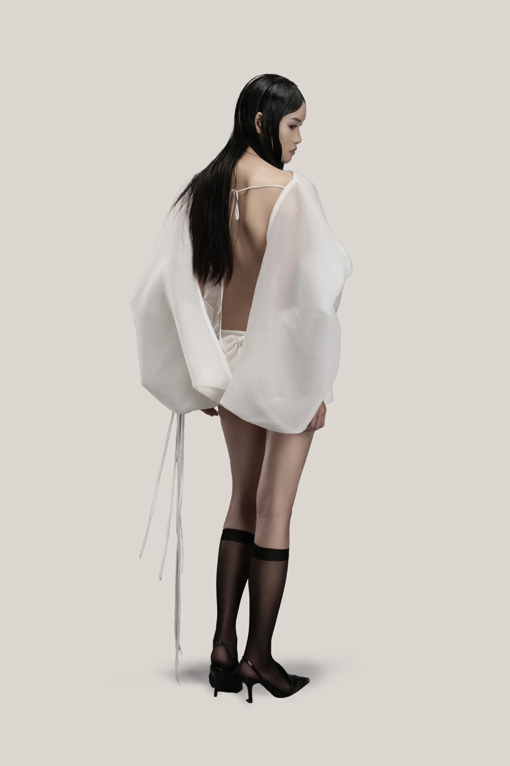 DAS LA VIE • Carp Blouson Boat Neck Chiffon Mini Dress