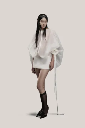DAS LA VIE • Carp Blouson Boat Neck Chiffon Mini Dress