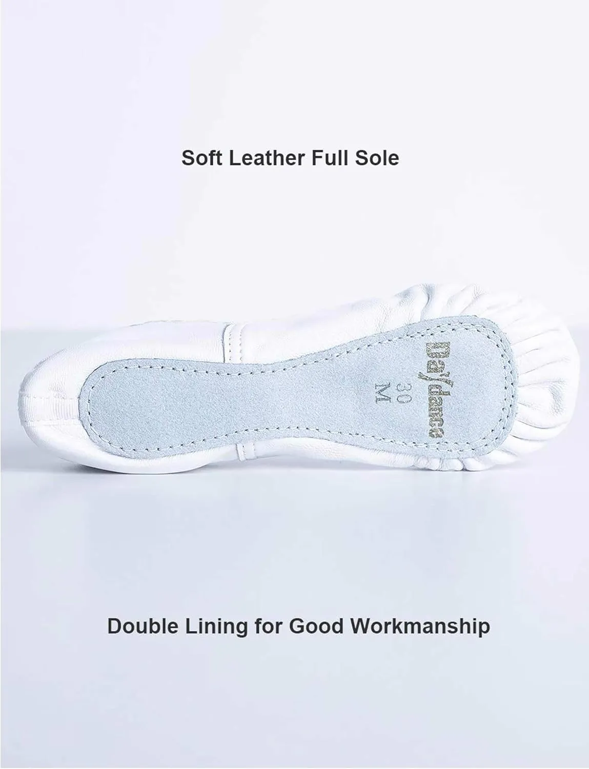 Daydance Genuine Leather Ballet Shoes Full Sole Dance Slippers for Kids, Toddler, Girls, Boys