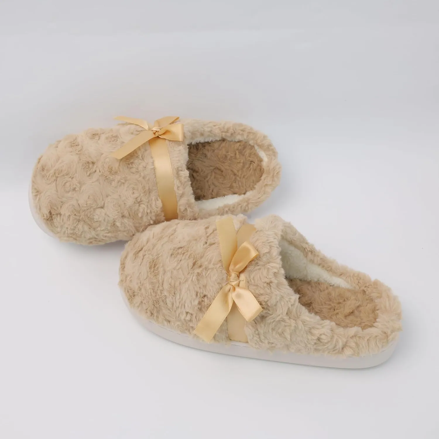 DCLTD Fluffy House Slippers for Women Flower Bedroom Shoes Cozy Warm Slip on Indoor and Outdoor Winter Shoes Super Soft Rose Slippers Christmas Gifts