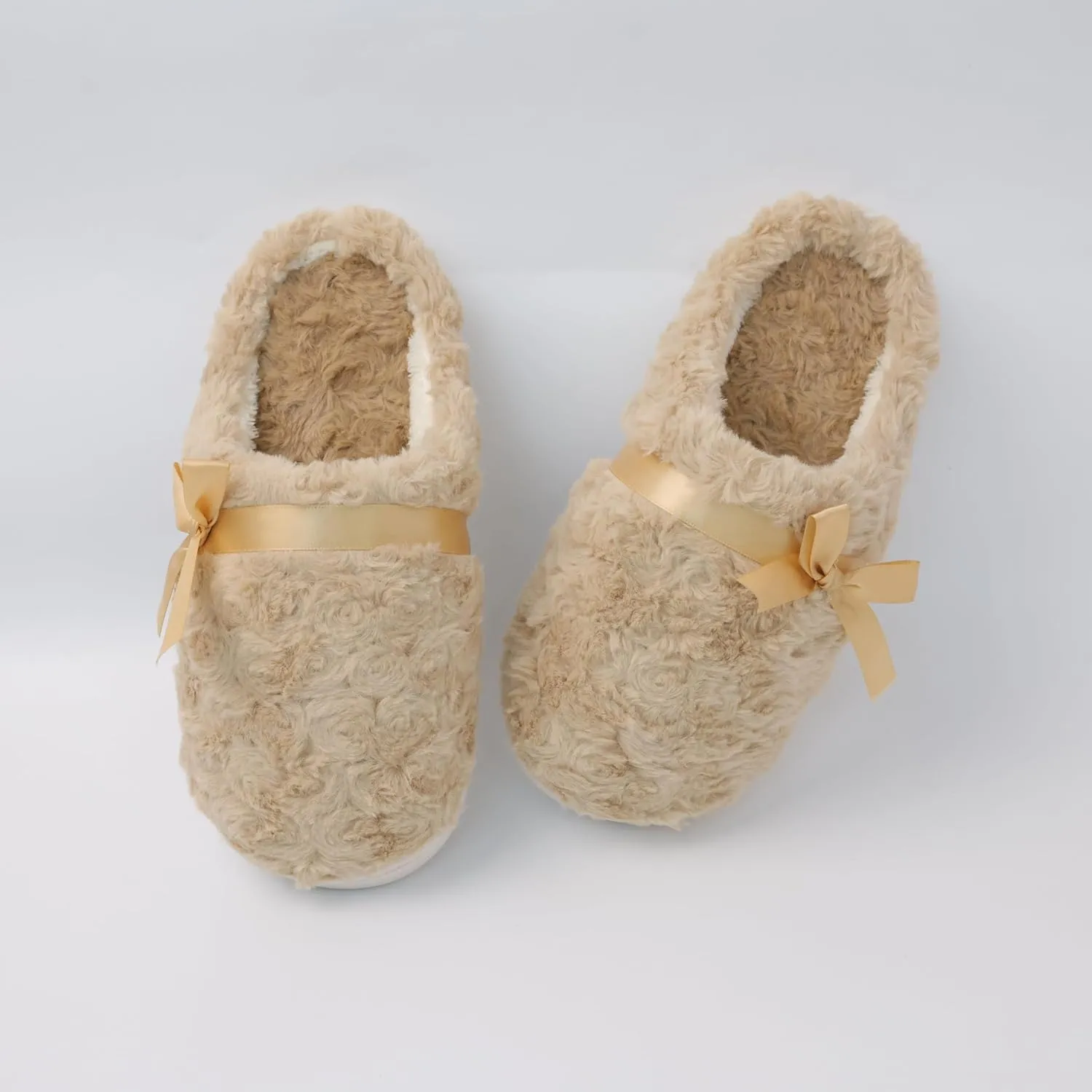DCLTD Fluffy House Slippers for Women Flower Bedroom Shoes Cozy Warm Slip on Indoor and Outdoor Winter Shoes Super Soft Rose Slippers Christmas Gifts