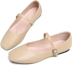 Dear Time Women's Flat Mary Jane Shoes Ankle Strap Round Toe Chinese Style Ballet Flats Casual Walking Shoes