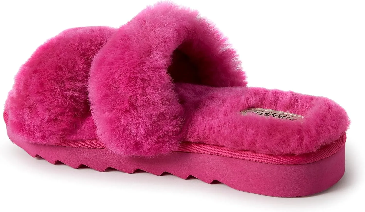 Dearfoams Women's Fireside Benalla All Over Shearling Double Band Easy On/Off Slide Slipper