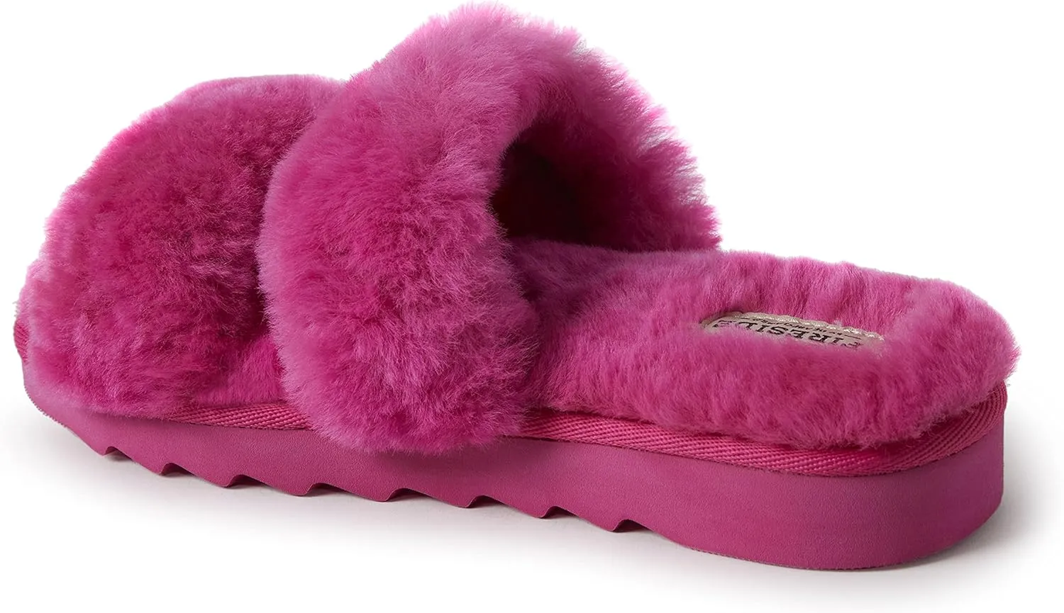 Dearfoams Women's Fireside Benalla All Over Shearling Double Band Easy On/Off Slide Slipper