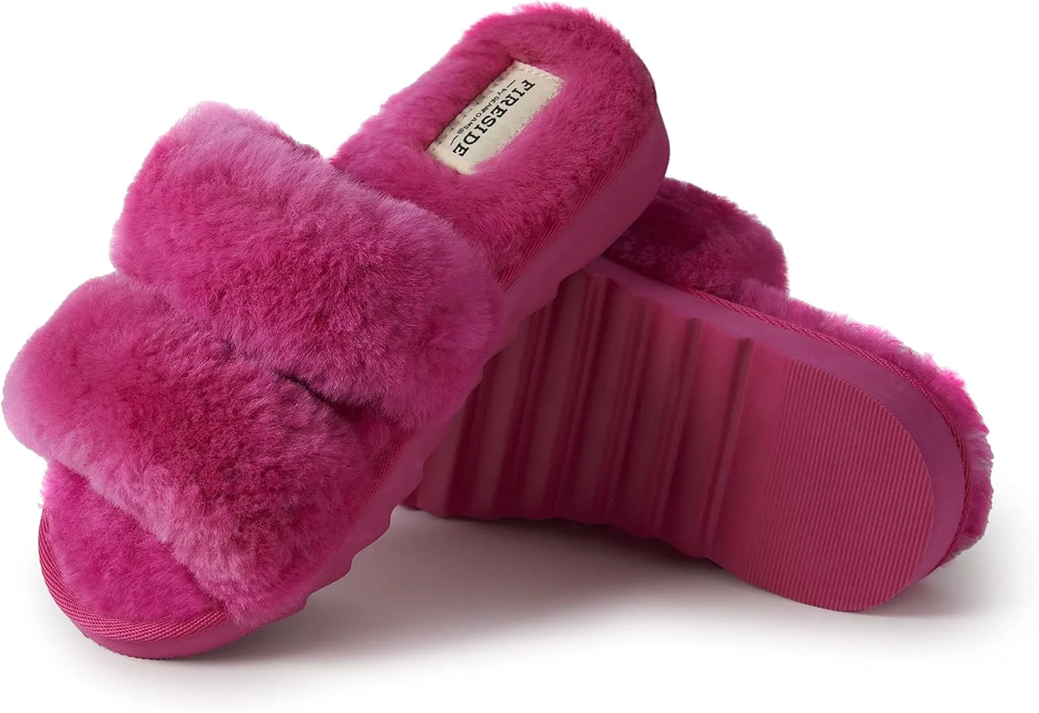 Dearfoams Women's Fireside Benalla All Over Shearling Double Band Easy On/Off Slide Slipper