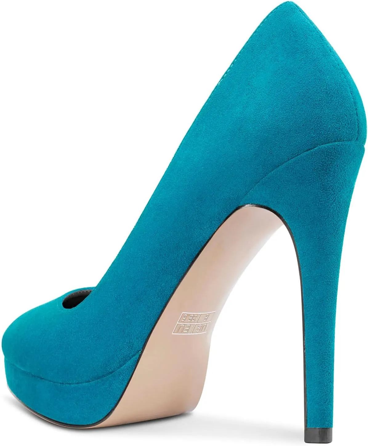 DearOnly Womens Platform Pumps Round Closed Toe Slip On Stiletto High Heel Suede Dress Shoes Bridal Wedding Office 5 Inch