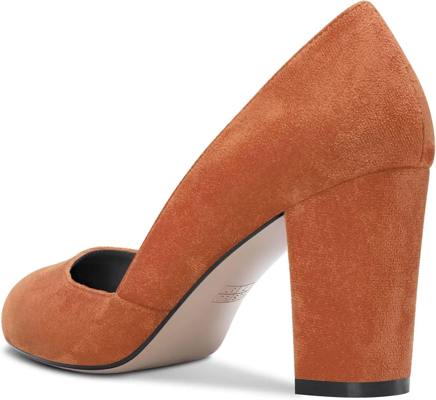 DearOnly Womens Pumps Round Closed Toe Block Chunky High Heel Slip On Suede Dress Shoes Shopping Office Cute 3 Inch