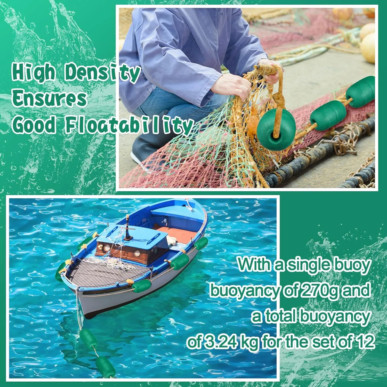 Deep Water Fishing Float 4.72 x 2.75'' Heavy Duty Pool Buoy Float Fishing Marker 0.78 Hole for Kayak Tow Line Anchor Marker Buoy Drift Sock Replace Pool Crabbing Dock