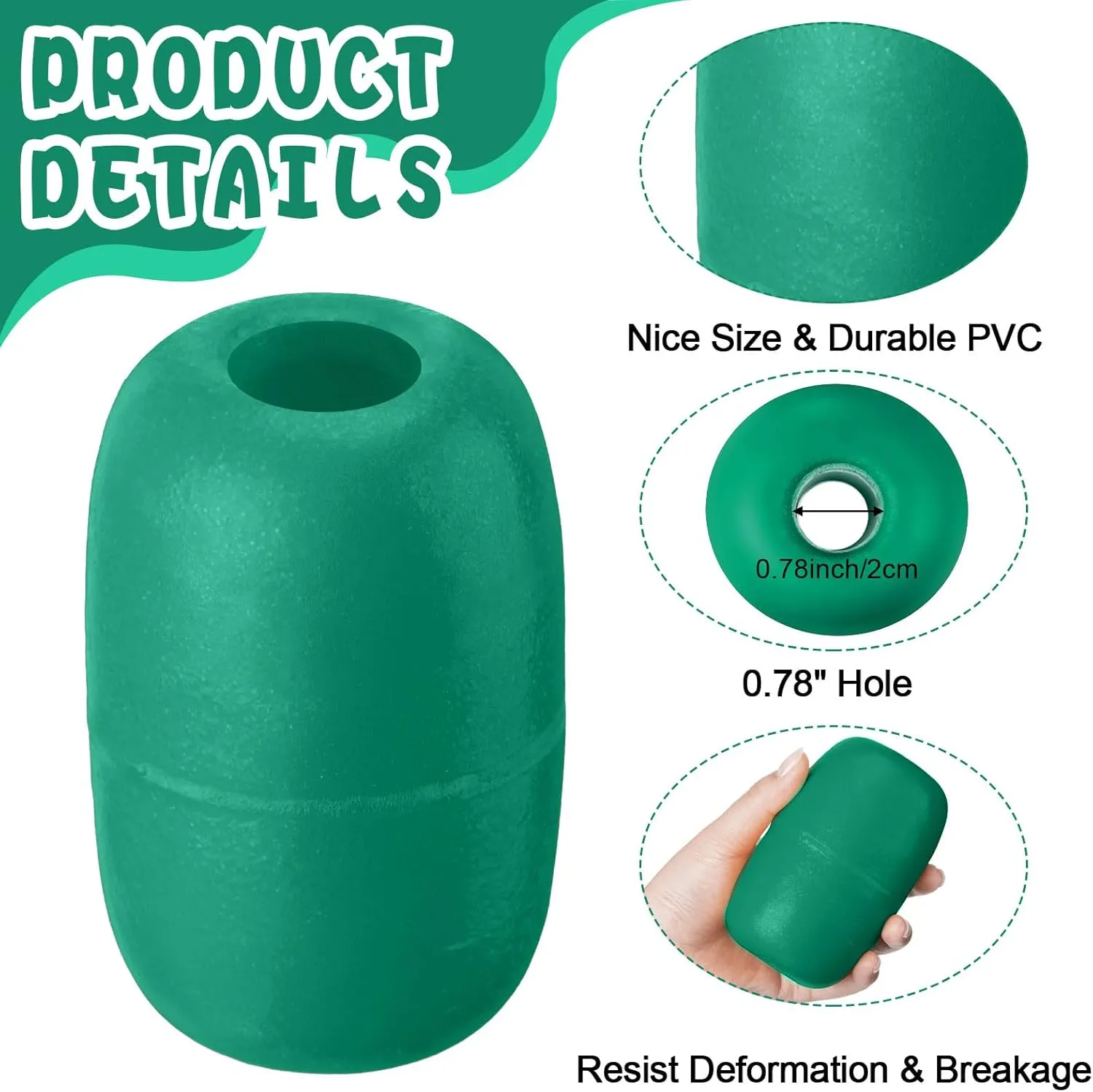 Deep Water Fishing Float 4.72 x 2.75'' Heavy Duty Pool Buoy Float Fishing Marker 0.78 Hole for Kayak Tow Line Anchor Marker Buoy Drift Sock Replace Pool Crabbing Dock