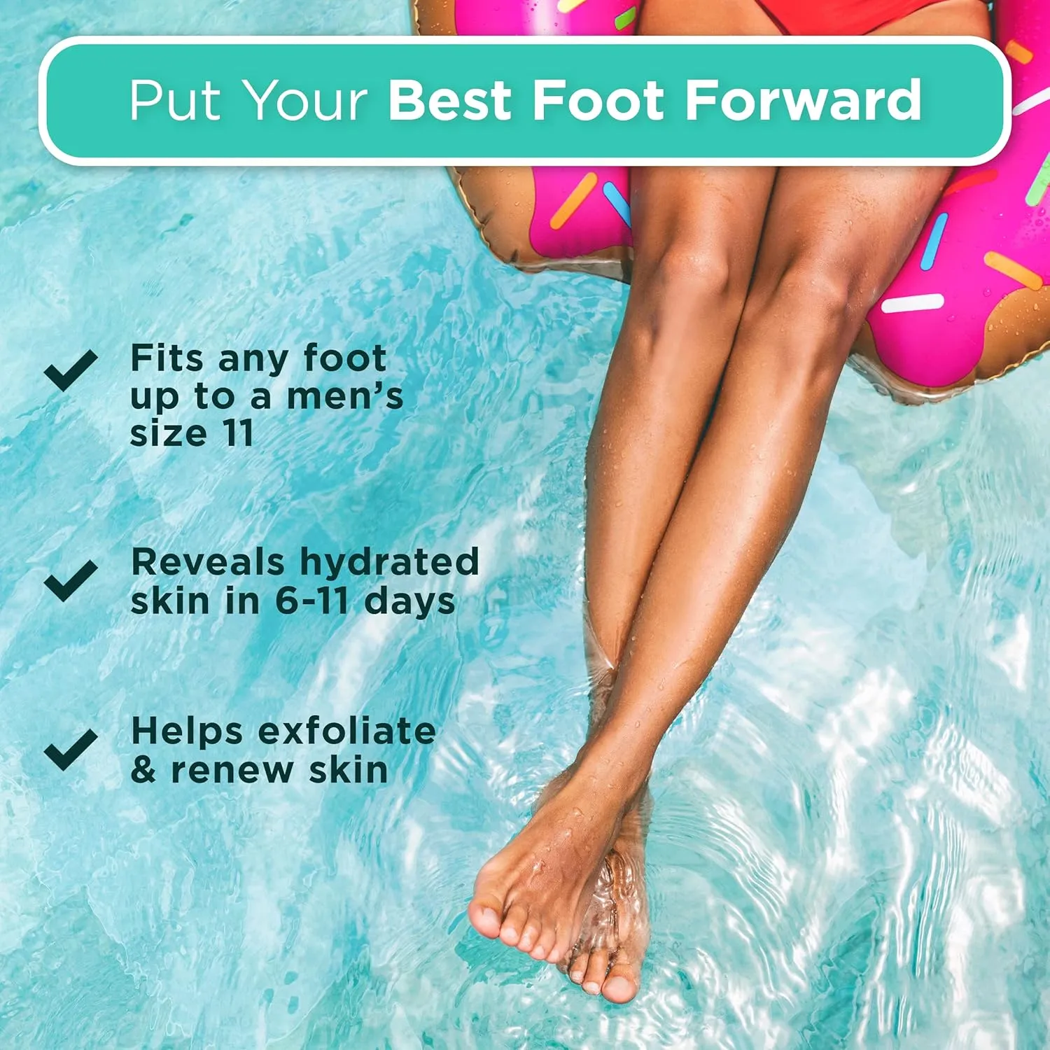 DERMORA Foot Peel Mask - 2 Pack of Regular Size Skin Exfoliating Foot Masks for Dry, Cracked Feet, Callus, Dead Skin Remover for Baby Soft Feet, Peach Scent