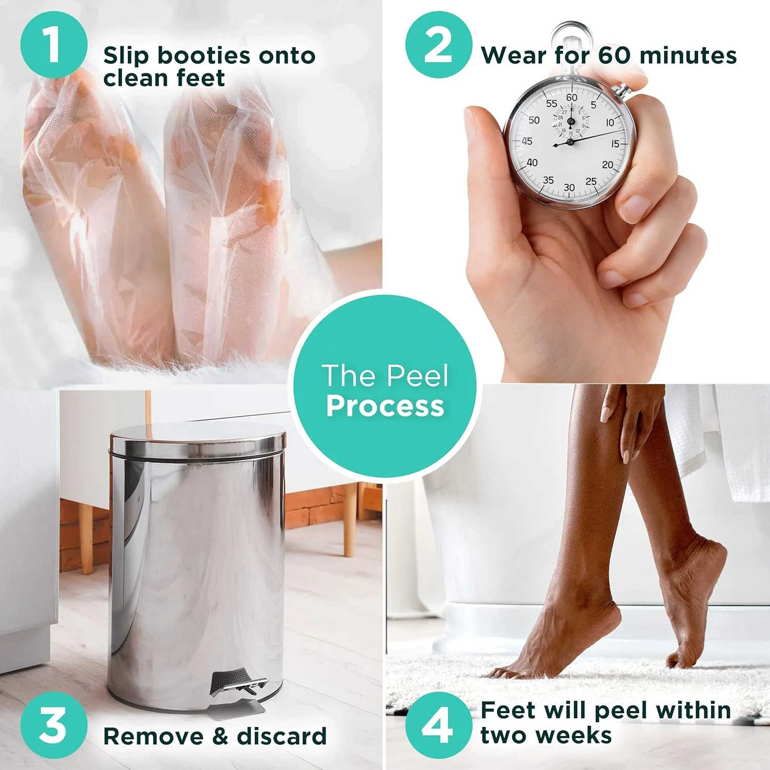 DERMORA Foot Peel Mask - 2 Pack of Regular Size Skin Exfoliating Foot Masks for Dry, Cracked Feet, Callus, Dead Skin Remover for Baby Soft Feet, Peach Scent