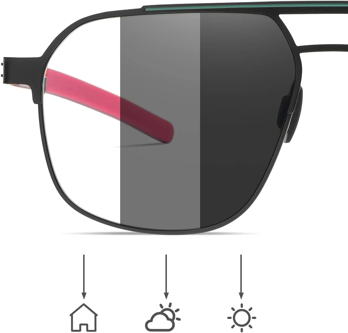 Design Seconds Photochromic&Blue Light Blocking Sqaure Aviator Sunglasses/Glasses for Men Women BC306