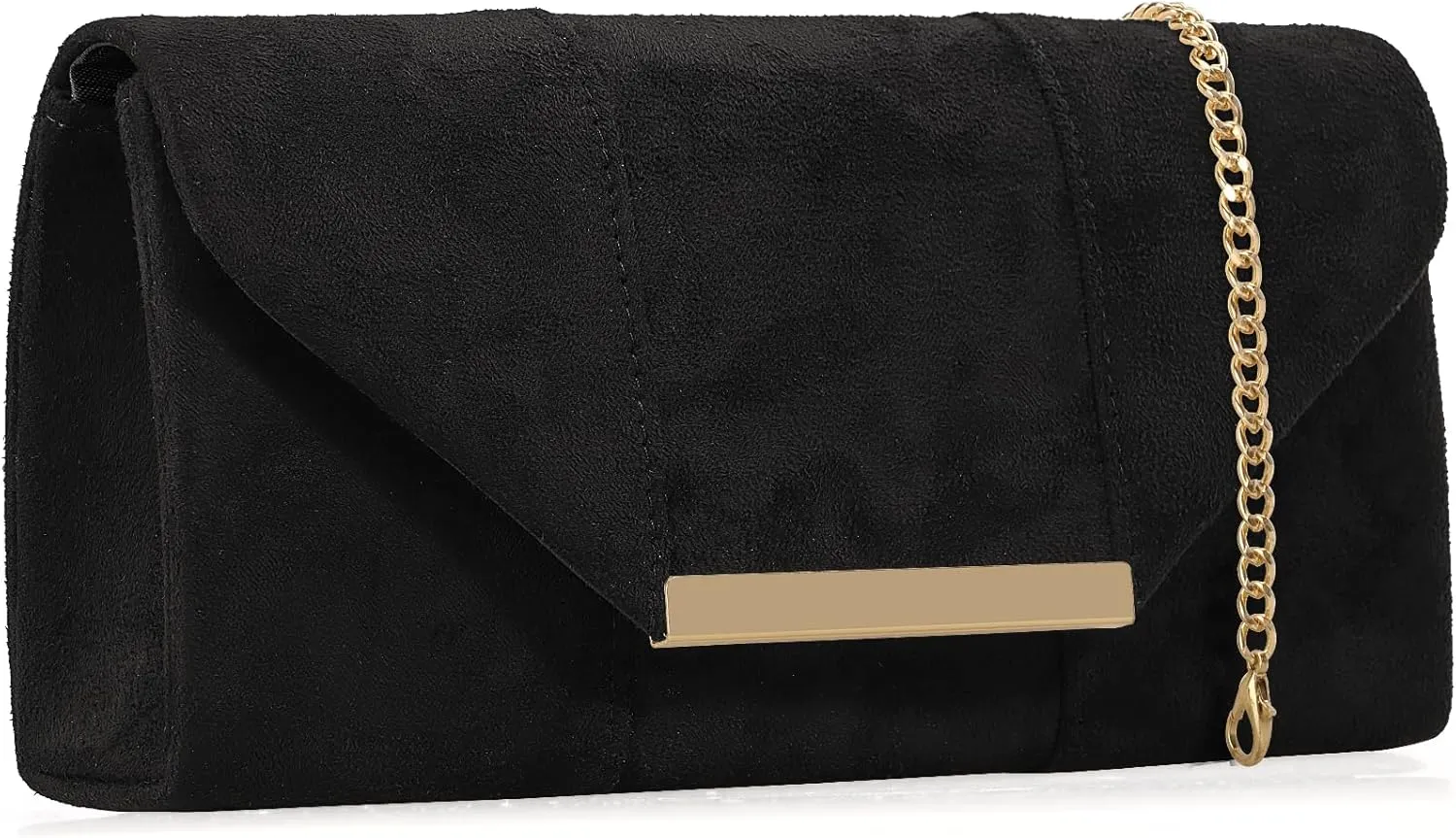Dexmay Women Faux Suede Envelope Clutch Purse Evening Velvet Handbag Foldover Shoulder Crossbody Bag