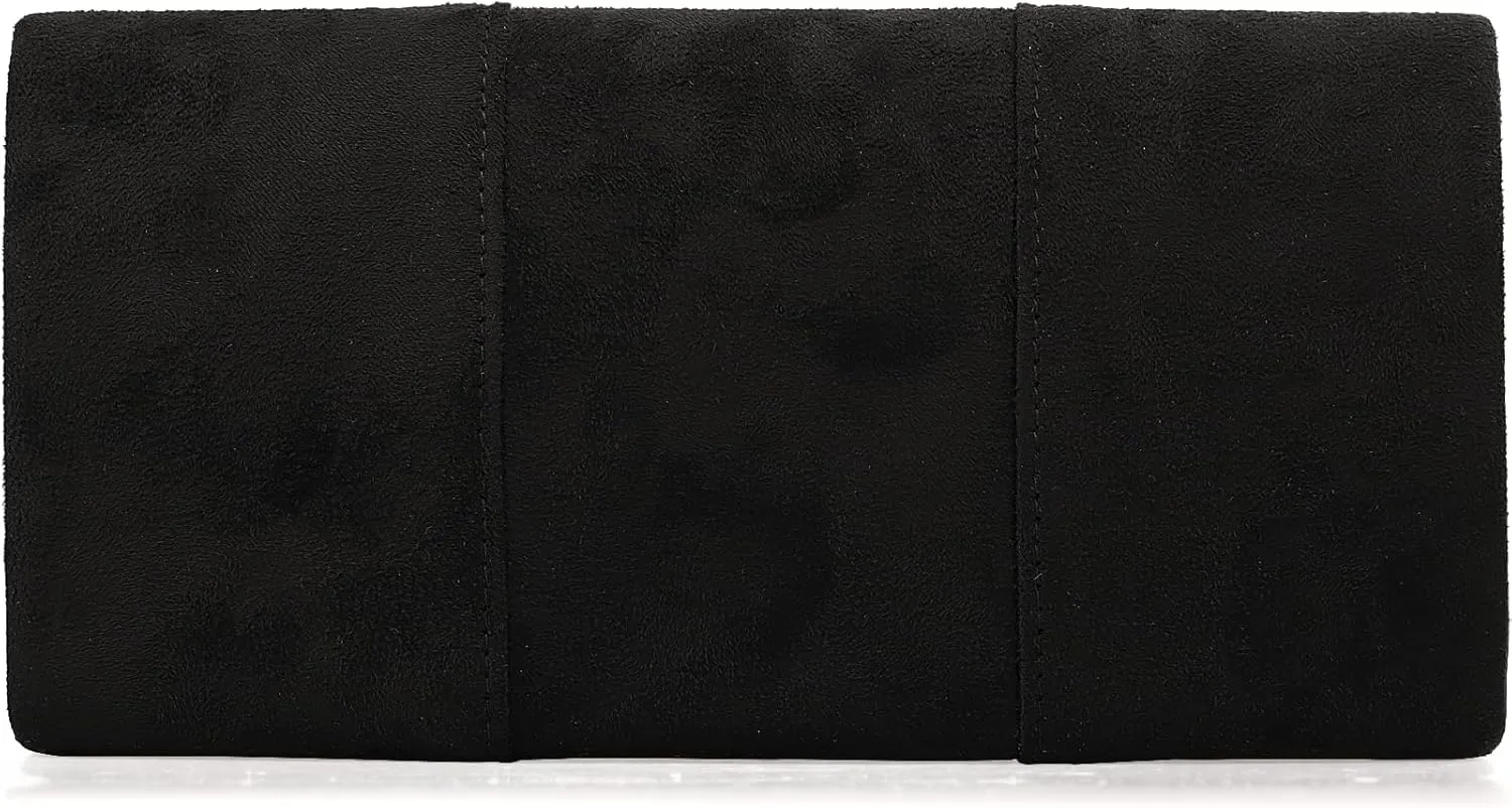 Dexmay Women Faux Suede Envelope Clutch Purse Evening Velvet Handbag Foldover Shoulder Crossbody Bag