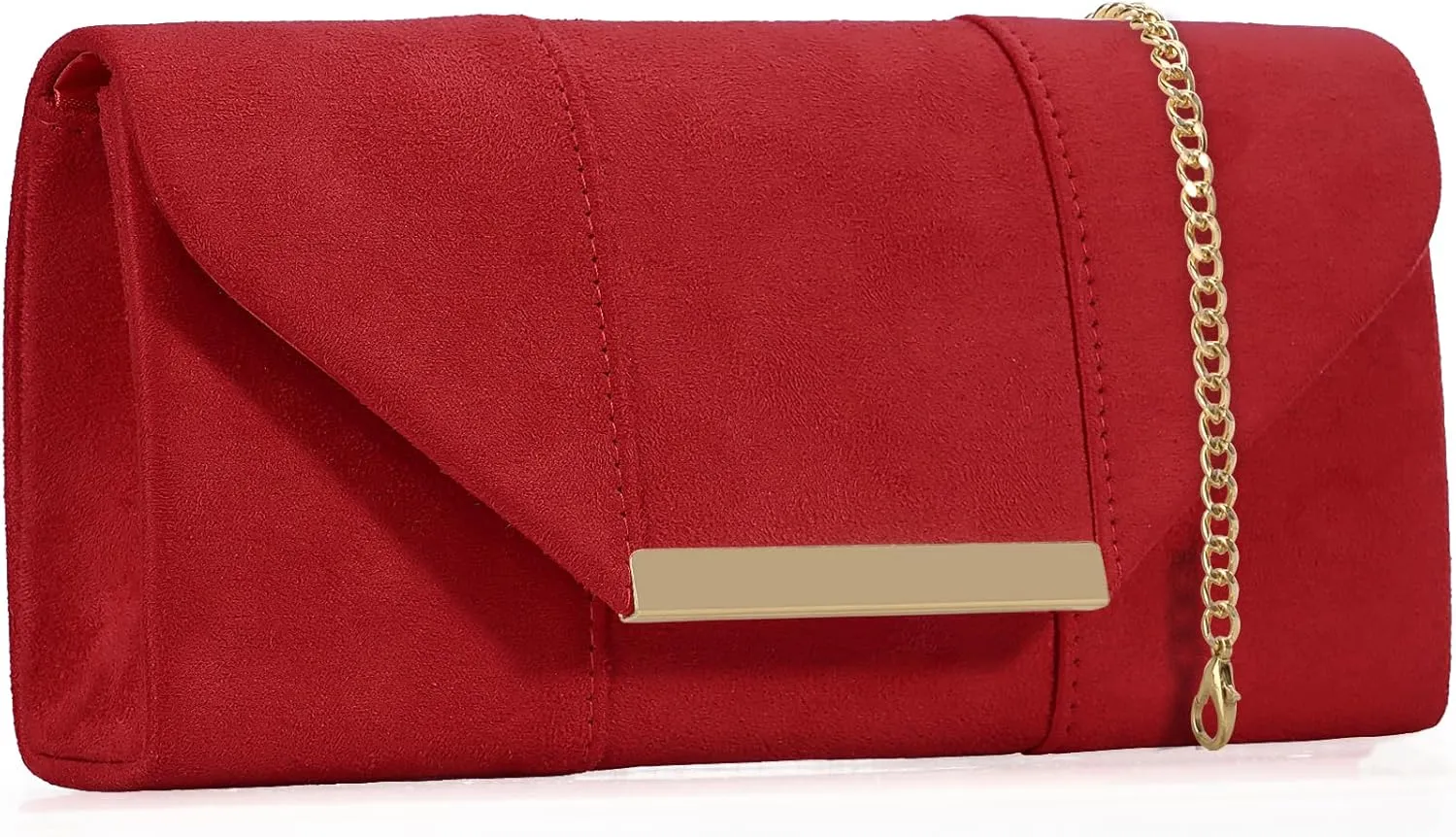 Dexmay Women Faux Suede Envelope Clutch Purse Evening Velvet Handbag Foldover Shoulder Crossbody Bag