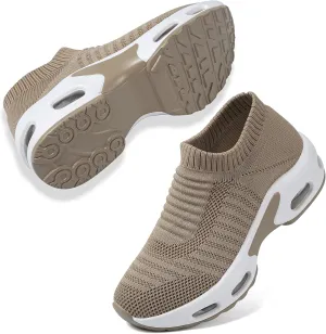 DimaiGlobal Women's Walking Shoes Sock Sneakers Slip On Comfort Mesh Fashion Cushion Lady Girls Modern Jazz Dance Easy Shoes Wedge Platform Loafers