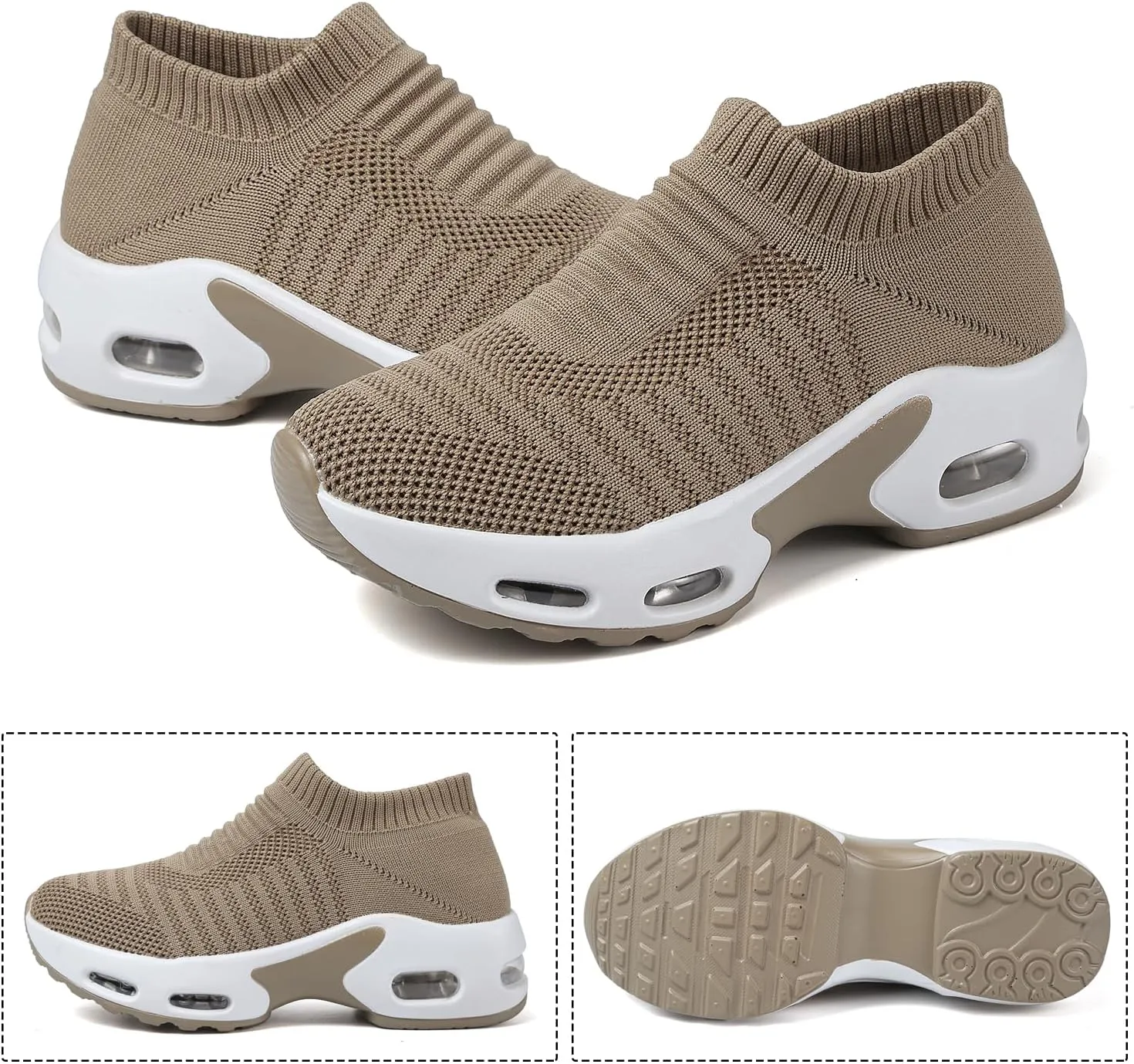 DimaiGlobal Women's Walking Shoes Sock Sneakers Slip On Comfort Mesh Fashion Cushion Lady Girls Modern Jazz Dance Easy Shoes Wedge Platform Loafers