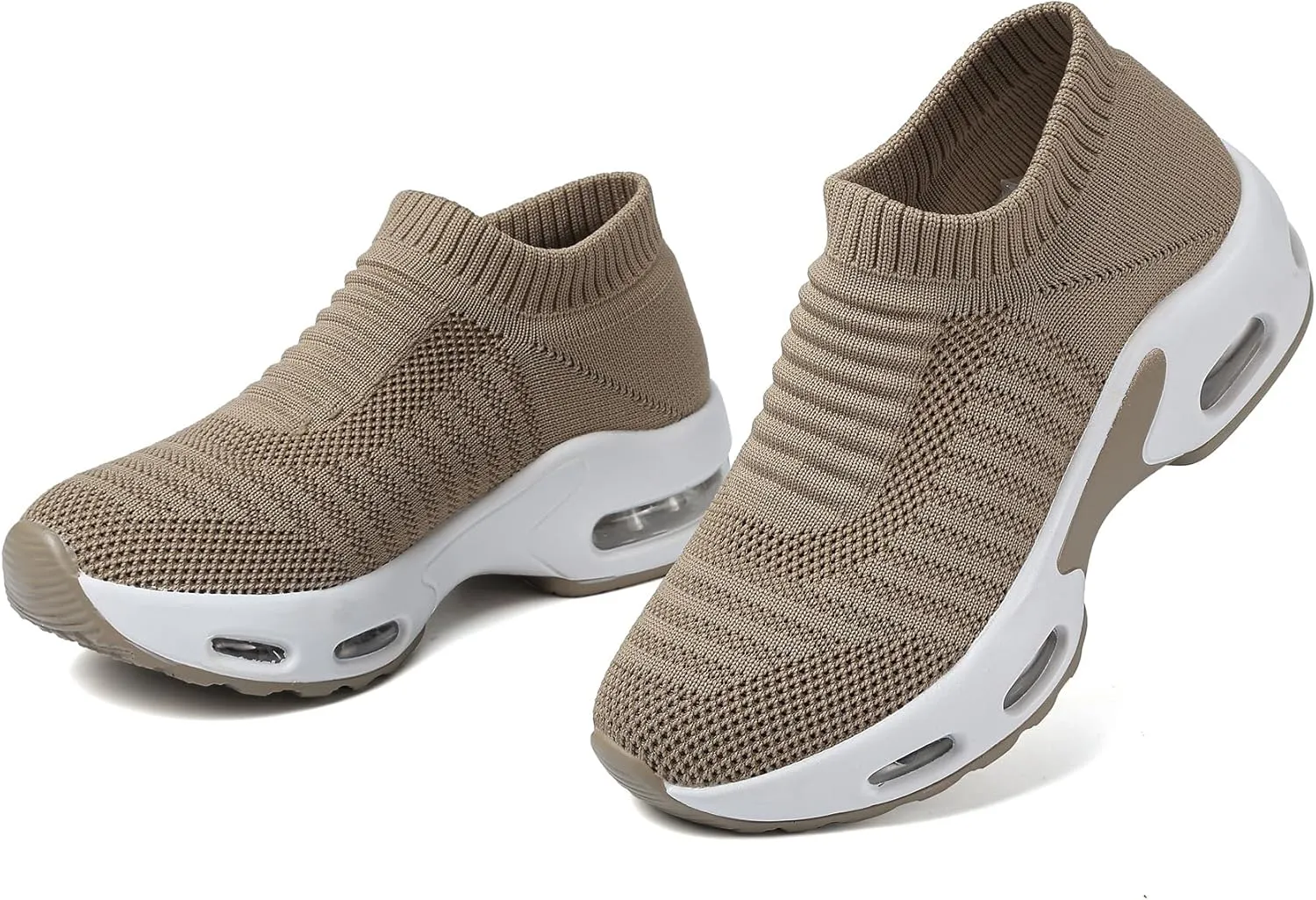 DimaiGlobal Women's Walking Shoes Sock Sneakers Slip On Comfort Mesh Fashion Cushion Lady Girls Modern Jazz Dance Easy Shoes Wedge Platform Loafers