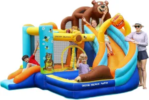 Doctor Dolphin Inflatable Bounce House for Kids Fun, Double Slide Jumping Inflatable Bouncer Blow Up Toddler Bouncy House for Kids 2-12 with Blower Use for Indoor&Outdoor