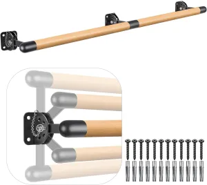 Dolibest Space Saver, 3ft -10ft Ballet Barre, Wall Mounted Traditional Wood Ballet Barre System Stretch/Dance for Home Barre Workout Equipment, Height Adjustable, for Kids and Adults