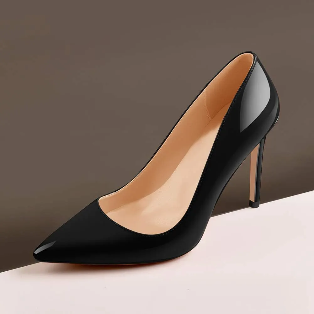 dollskiss Women's Pointed Toe High Heels Slip On Stiletto Pumps Black