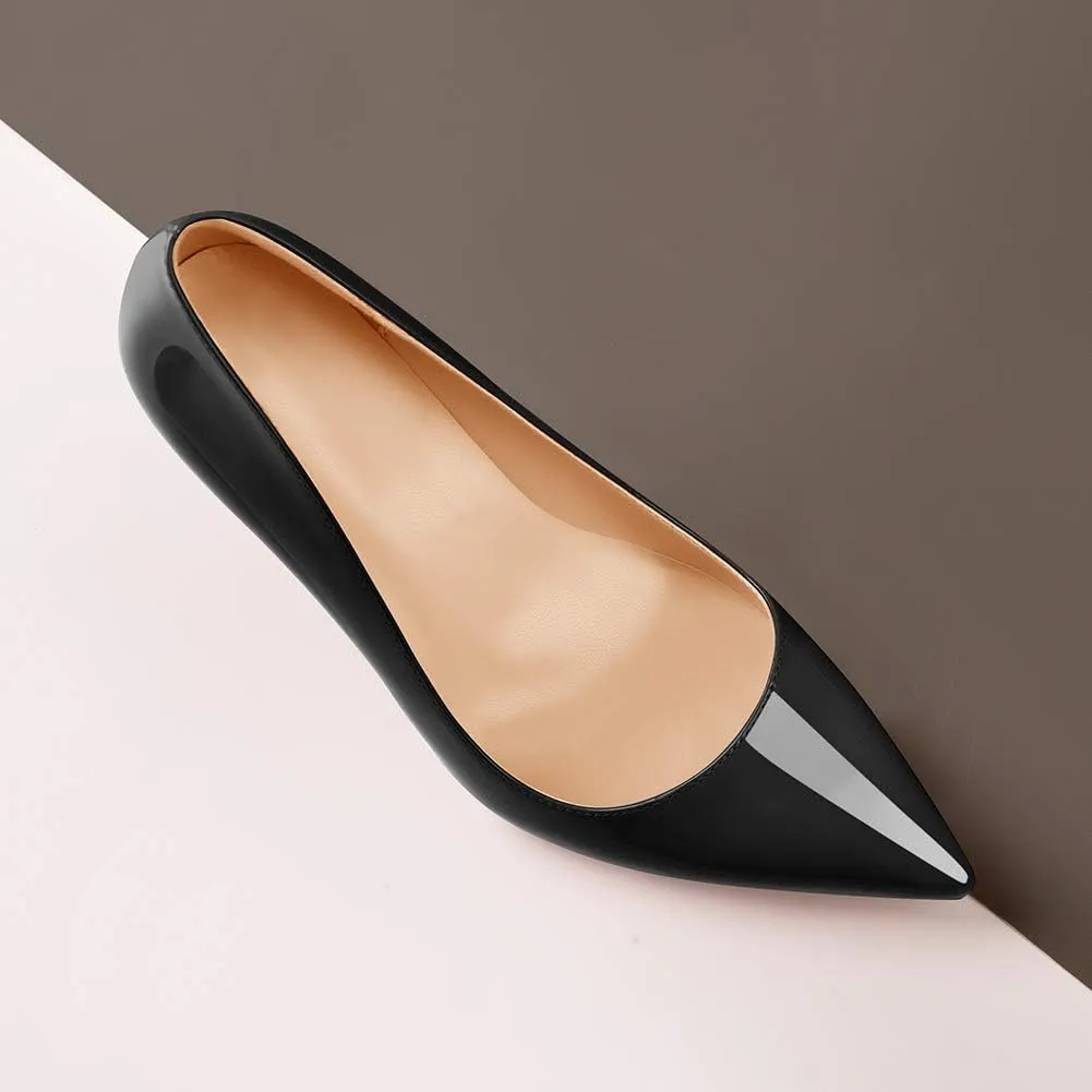 dollskiss Women's Pointed Toe High Heels Slip On Stiletto Pumps Black