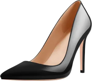 dollskiss Women's Pointed Toe High Heels Slip On Stiletto Pumps Black