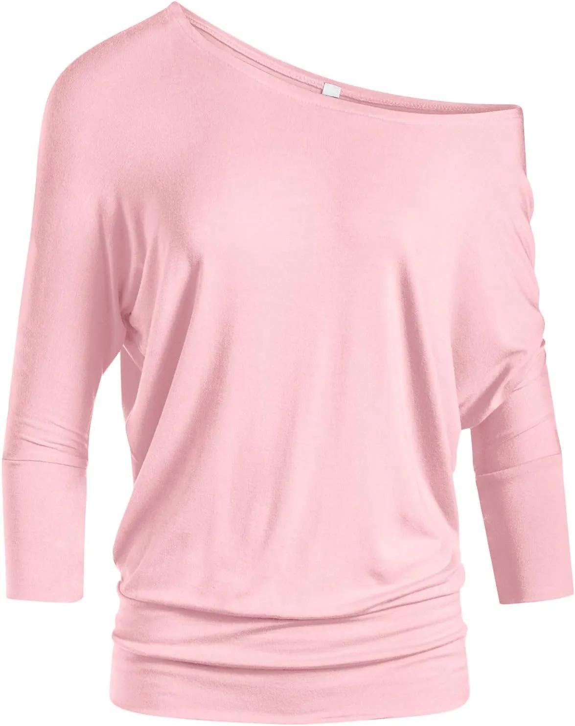 Dolman Tops for Women Off The Shoulder Tops Banded Waistband Shirts 3/4 Sleeves Regular and Plus Size Tops
