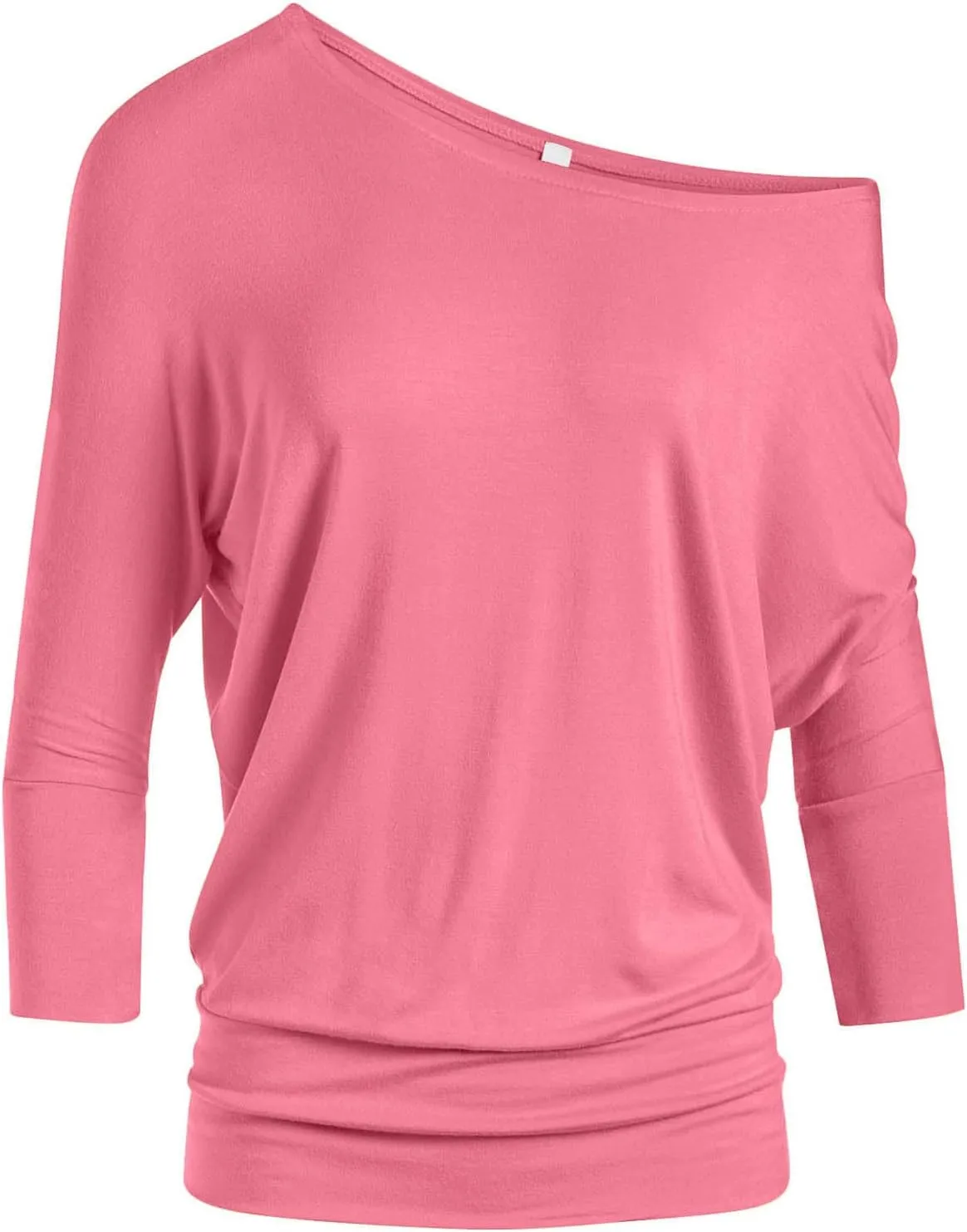 Dolman Tops for Women Off The Shoulder Tops Banded Waistband Shirts 3/4 Sleeves Regular and Plus Size Tops